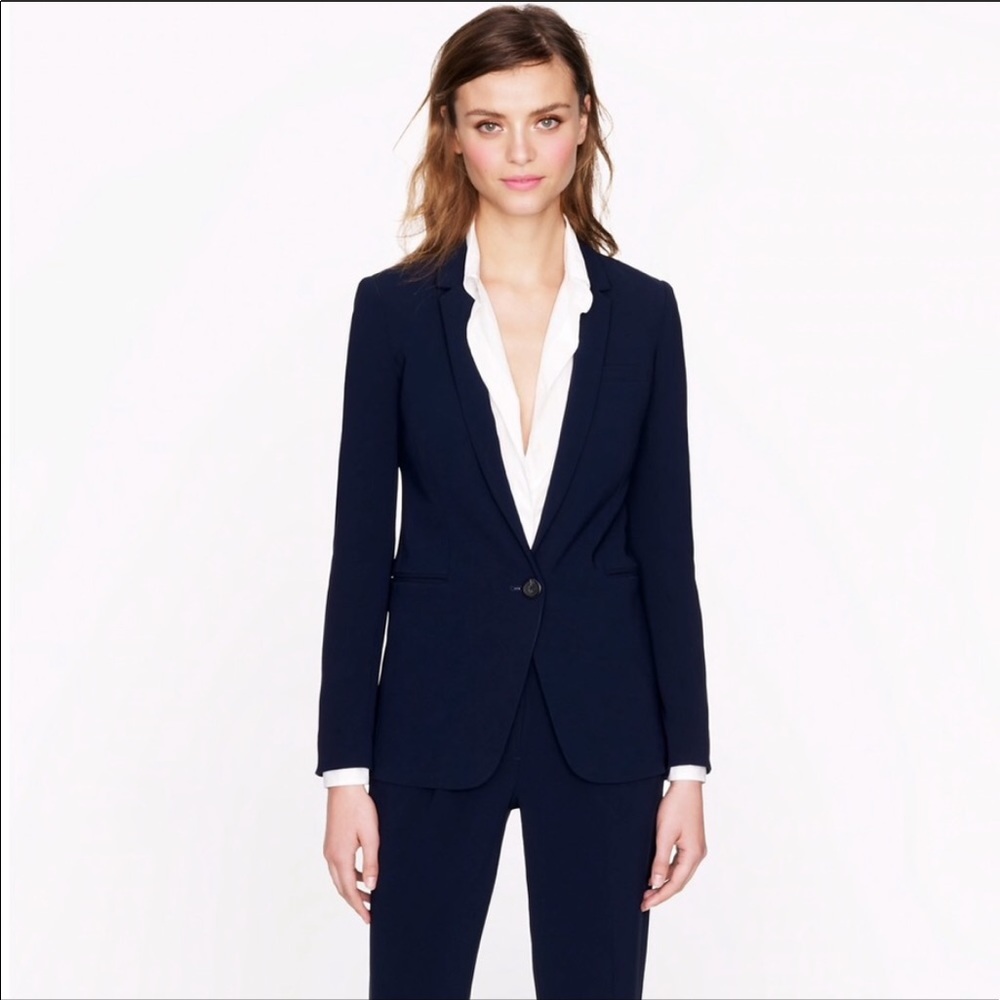 J.Crew NavyBlue One Button Classic Soft Wool Blazer size Small